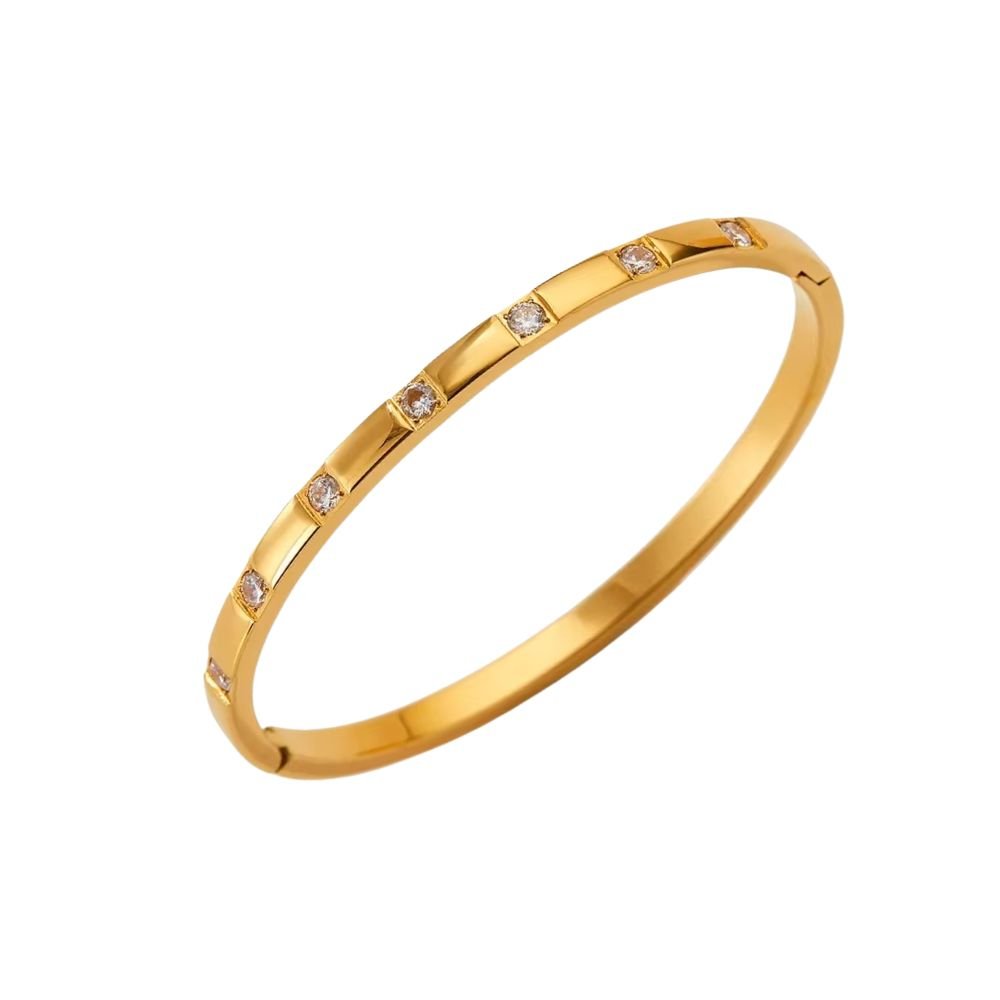 Mococo Essentials Gold CZ Stud Bangle - MococoMococoMOCEGBAN03Bracelet