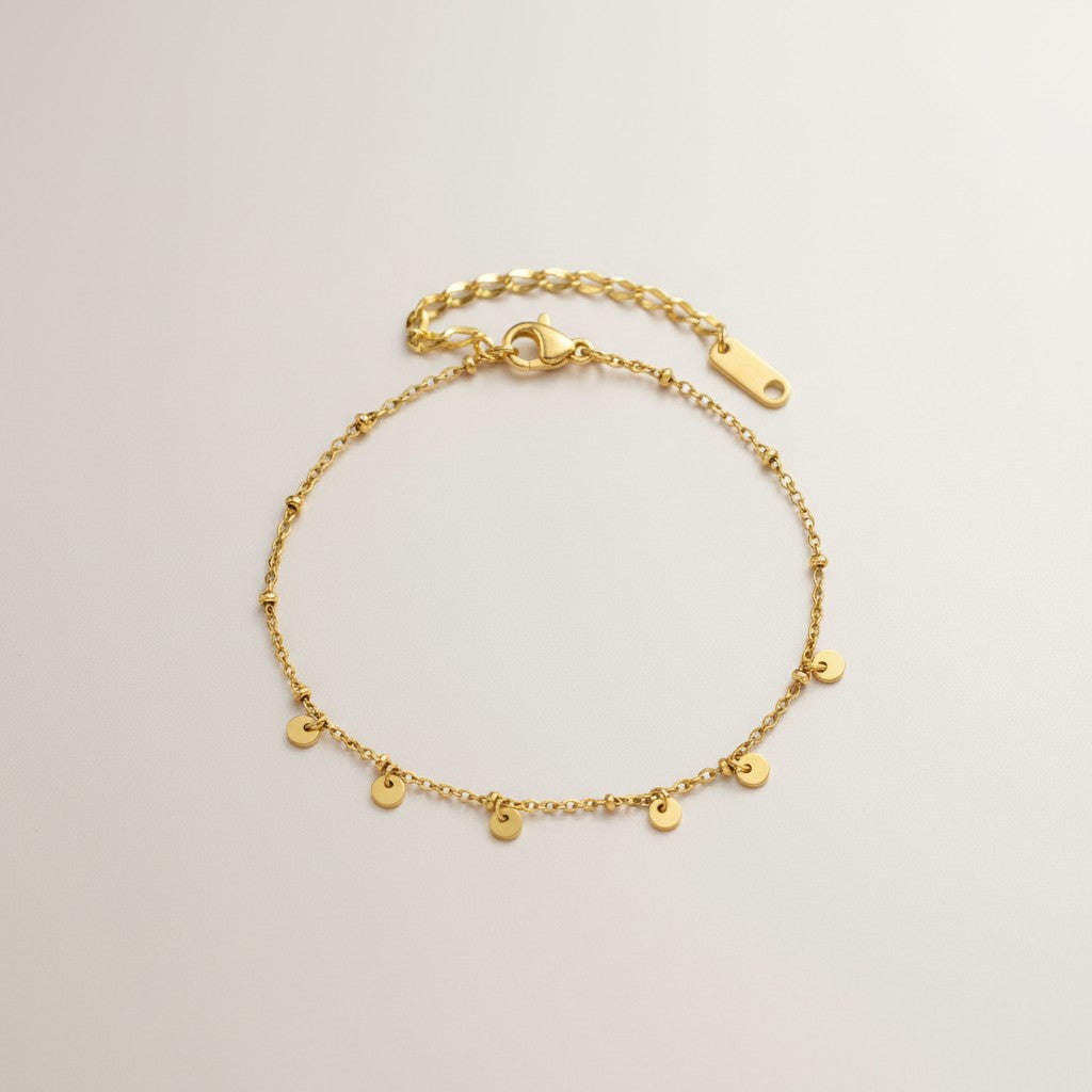Mococo  Gold Mini Disc Charm Anklet