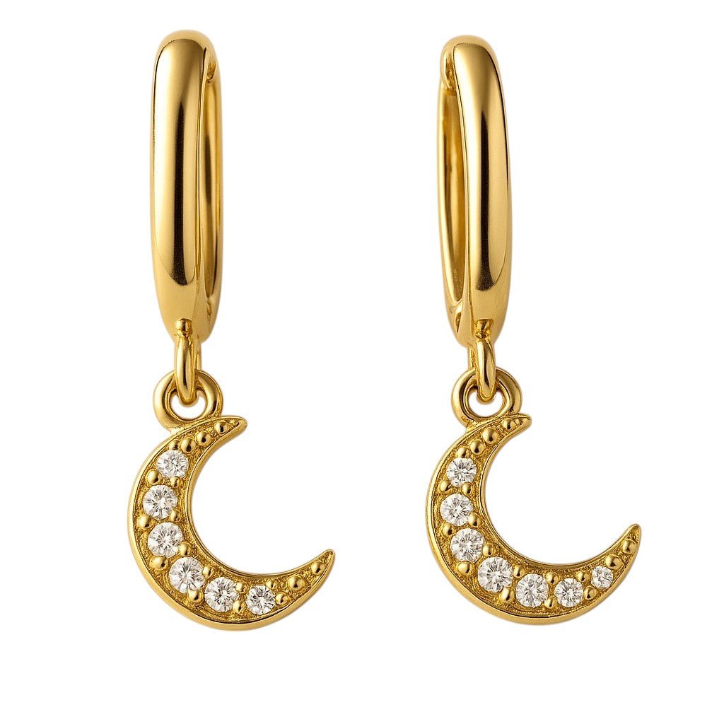 Mococo Essentials Gold Moon Drop Hoop Earrings - MococoMococoMOCEGE014Earrings