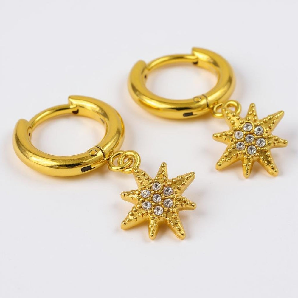 Mococo Essentials Gold Star Drop Hoops - MococoMococoMOCEGE013Earrings
