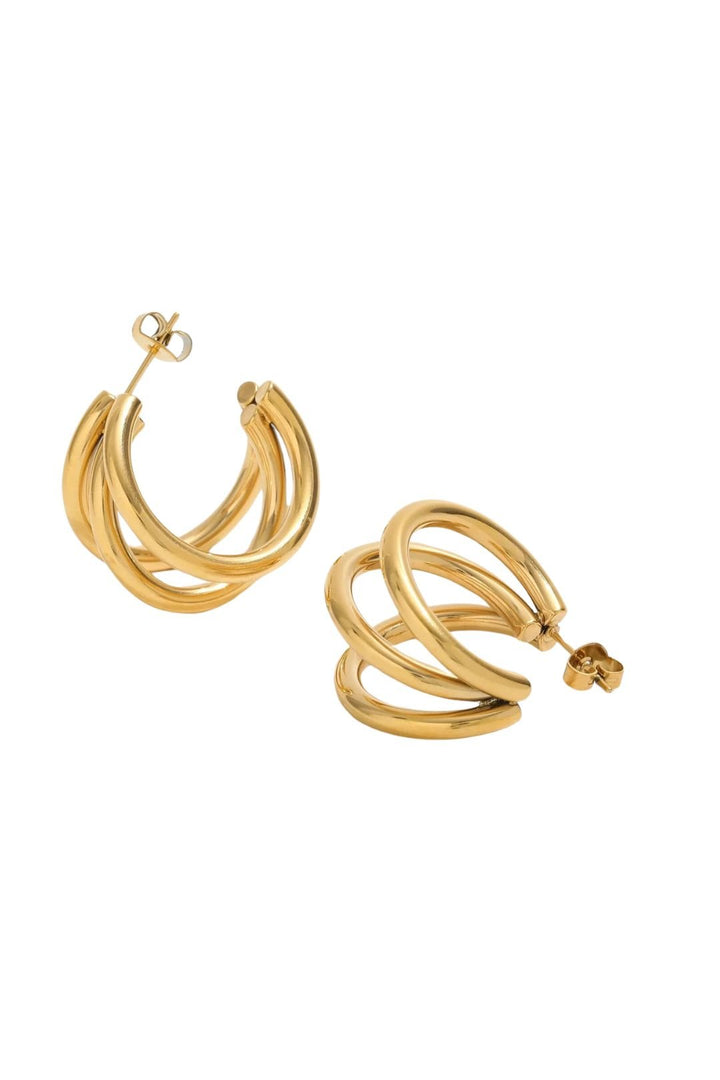 Mococo Essentials Gold Triple Hoop Earrings - MococoMococoMOCEGE005Earrings