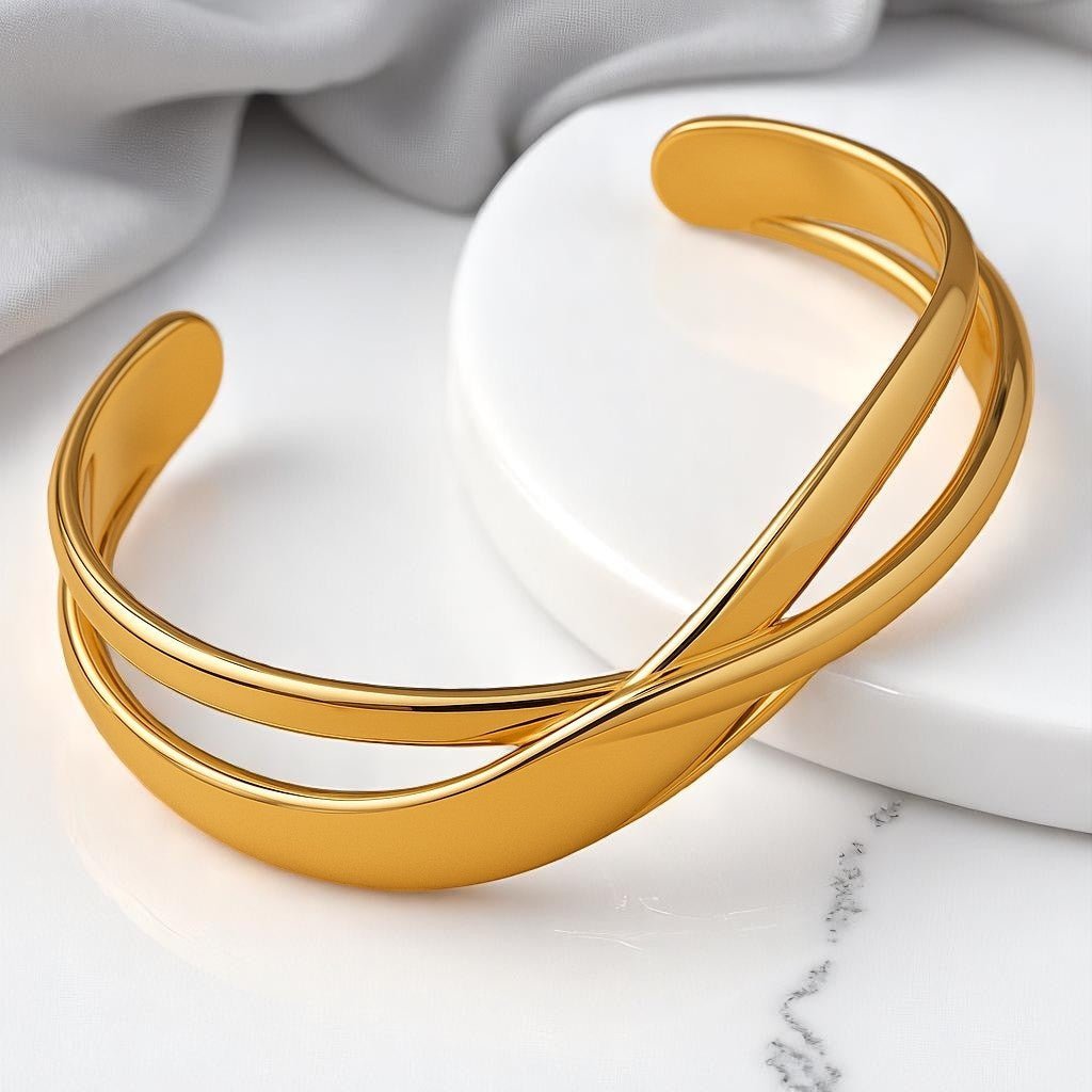 Mococo Essentials Gold Twist Bangle - MococoMococoMOCEGB012Bracelet