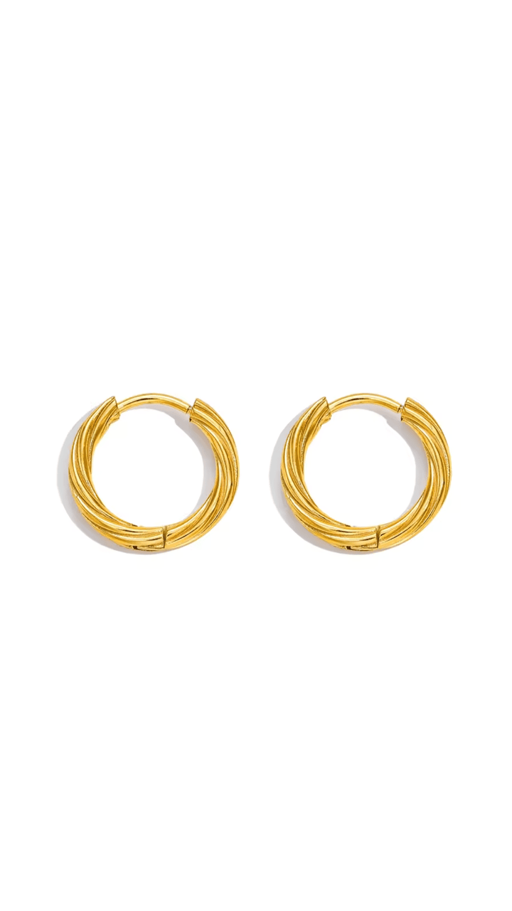 Mococo Essentials Gold Twisted Hoop Earrings - MococoMococoMOCEGE004Earrings