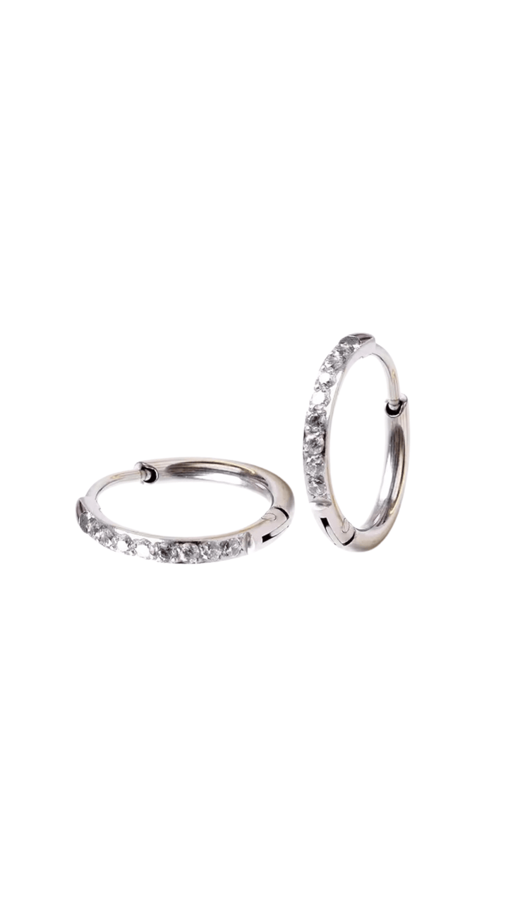 Mococo Essentials Silver Sparkle Hoop Earrings - MococoMococoMOCESE003Earrings