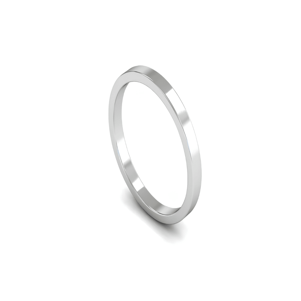 Mococo Fine 18ct White Gold 2mm Flat Wedding Ring - MococoMococo Wedding RingsWAL2004MGRings