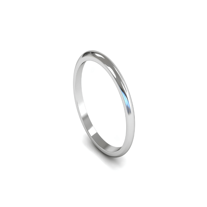 Mococo Fine 9ct White Gold 2mm D-Shaped Wedding Ring - MococoMococo Wedding RingsWDL2002MGRings