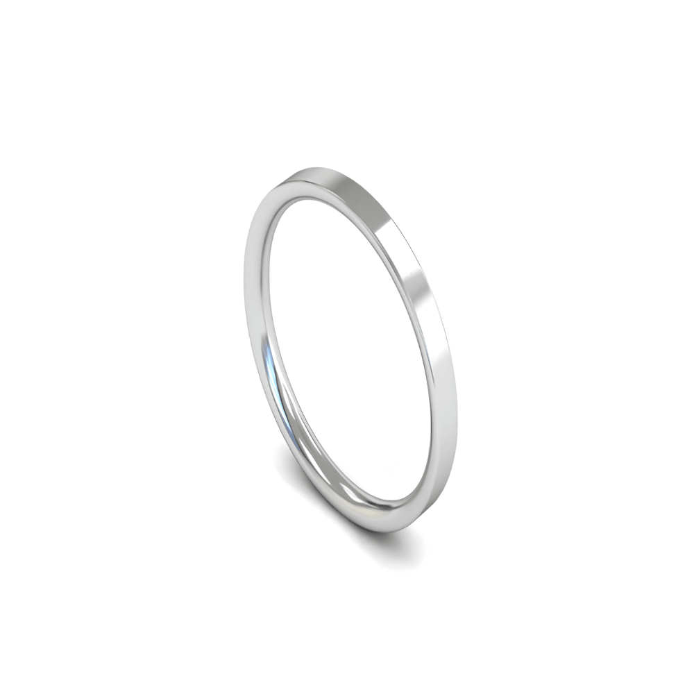 Mococo Fine 9ct White Gold 2mm Flat Court Wedding Ring - MococoMococo Wedding RingsWCL2002MGRings