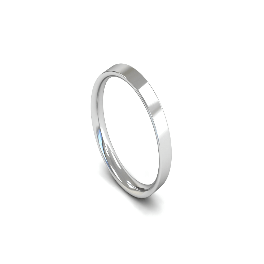 Mococo Fine 9ct White Gold 3mm Flat Court Wedding Ring - MococoMococo Wedding RingsWCL3002MGRings
