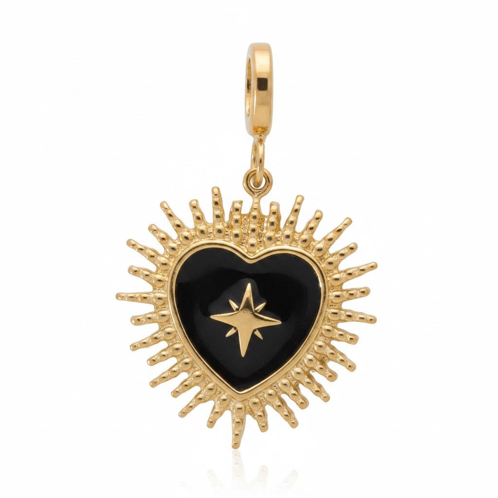 Mococo Gold and Black Bursting Heart Clip-On Charm - MococoMococoMOCCH0020Charms