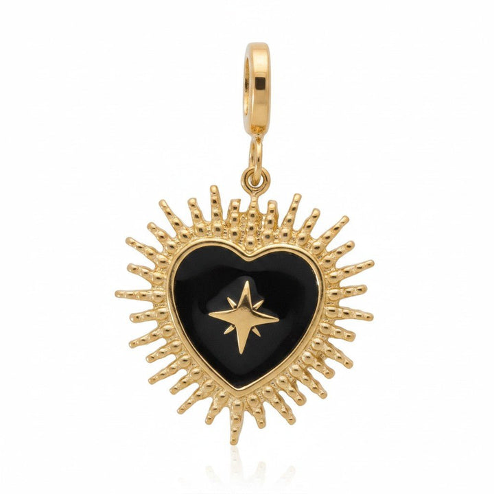 Mococo Gold and Black Bursting Heart Clip-On Charm - MococoMococoMOCCH0020Charms