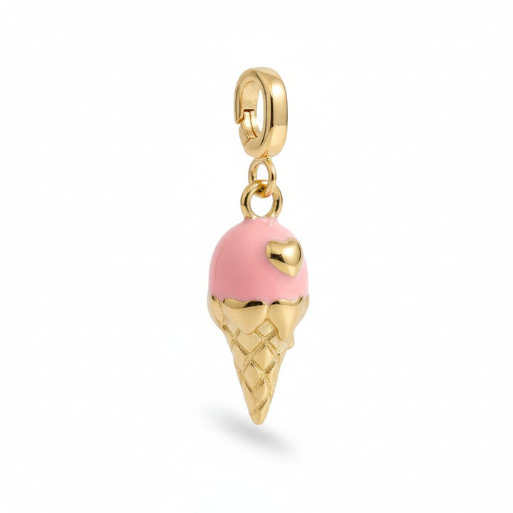 Mococo Gold and Pink Ice Cream Cone Clip-On Charm - MococoMococoMOCCH0029Charms
