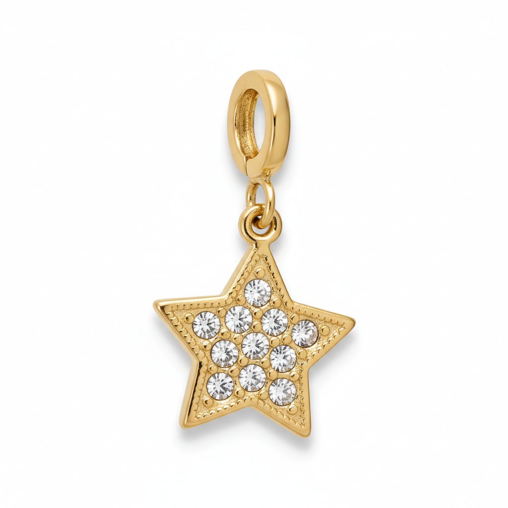 Mococo Gold Crystal Shining Star Clip-On Charm - MococoMococoMOCCH0044Charms