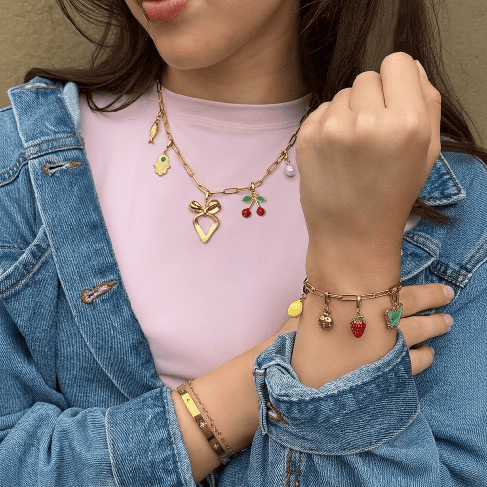 Mococo Gold Cute Cherries Clip-On Charm - MococoMococoMOCCH0026Charms
