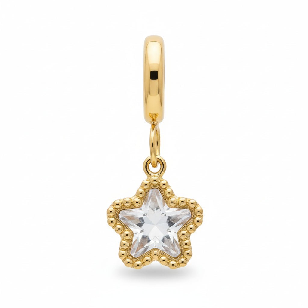 Mococo Gold Decorative Glass Star Clip-On Charm - MococoMococoMOCCH0036Charms