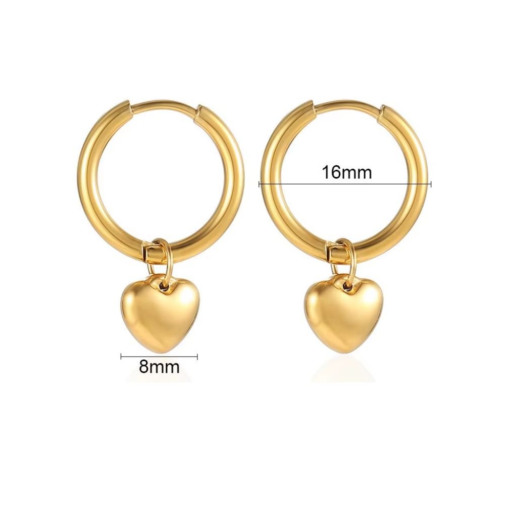 Mococo Gold Heart Charm Hoop Earrings - MococoMococoMOCEGE011Earrings