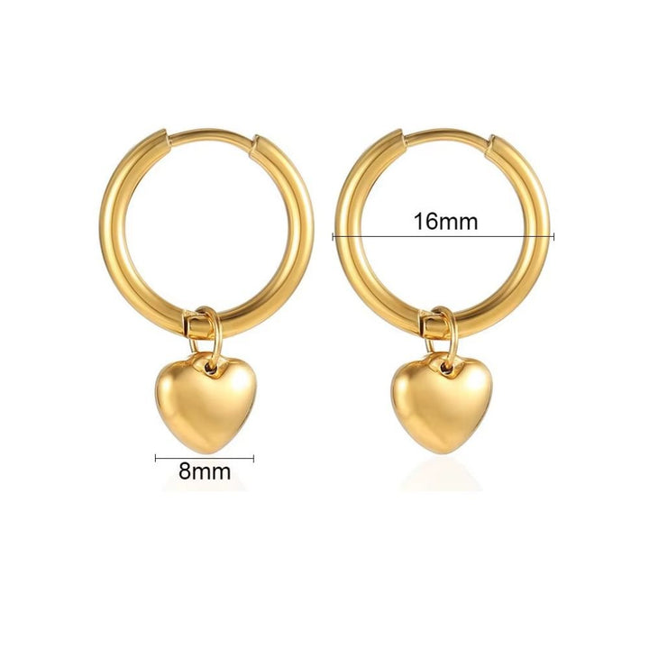 Mococo Gold Heart Charm Hoop Earrings - MococoMococoMOCEGE011Earrings