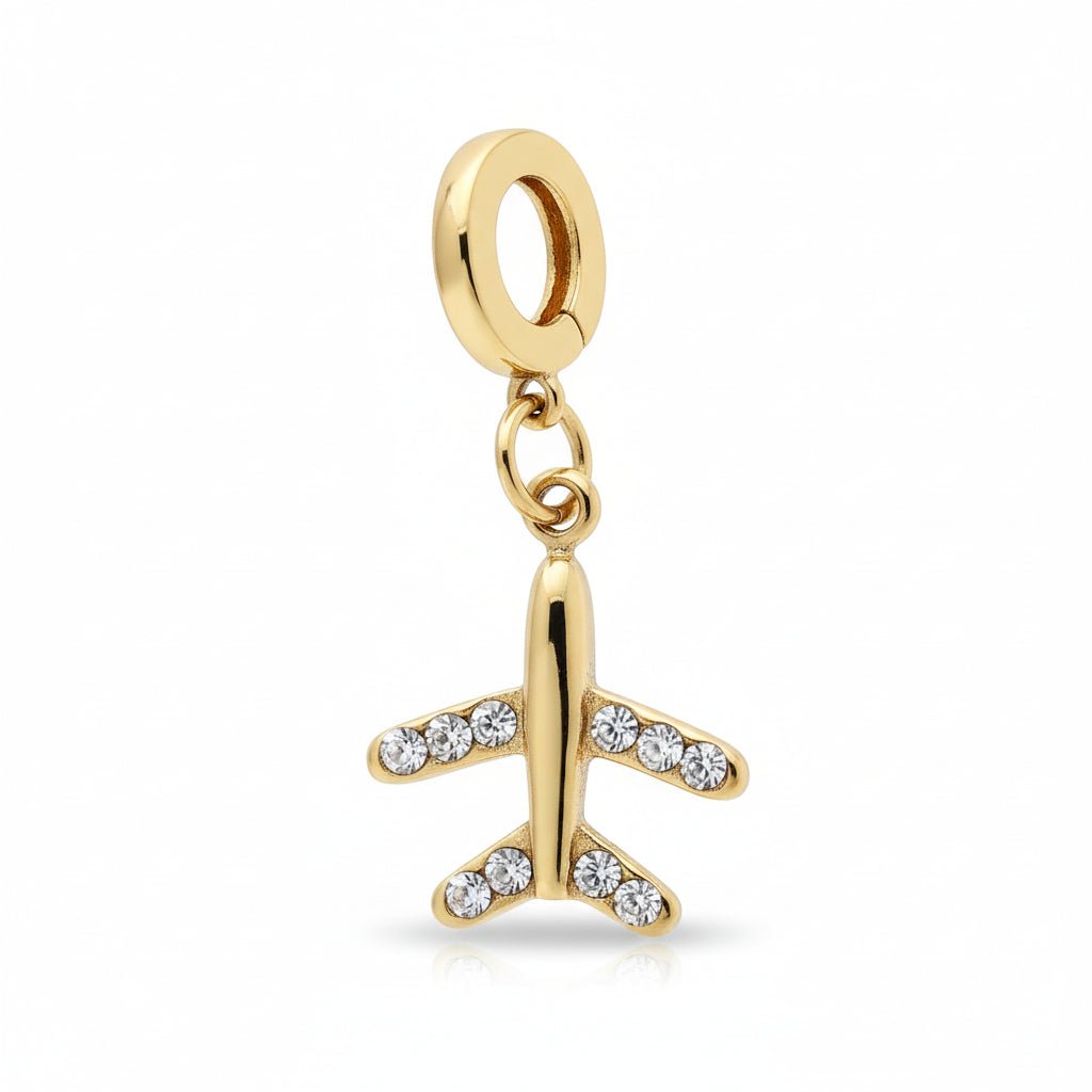 Mococo Gold Jet Setter Airplane Clip-On Charm - MococoMococoMOCCH0031Charms
