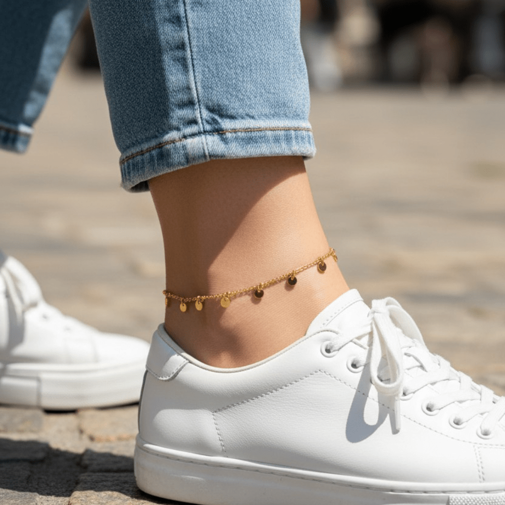 Mococo Gold Mini Disc Charm Anklet - MococoMococoMOCEGA001Anklets