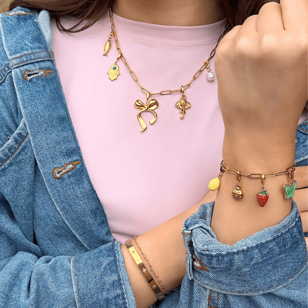 Mococo Gold Paperclip Charm Necklace - MococoMococoMOCCAR0001Necklaces