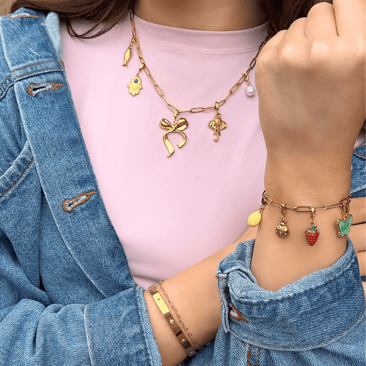 Mococo Gold Paperclip Charm Necklace - MococoMococoMOCCAR0001Necklaces