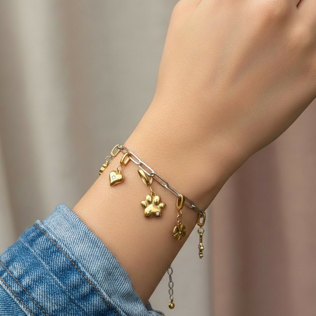 Mococo Gold Paw Print Clip-On Charm - MococoMococoMOCCH0034Charms