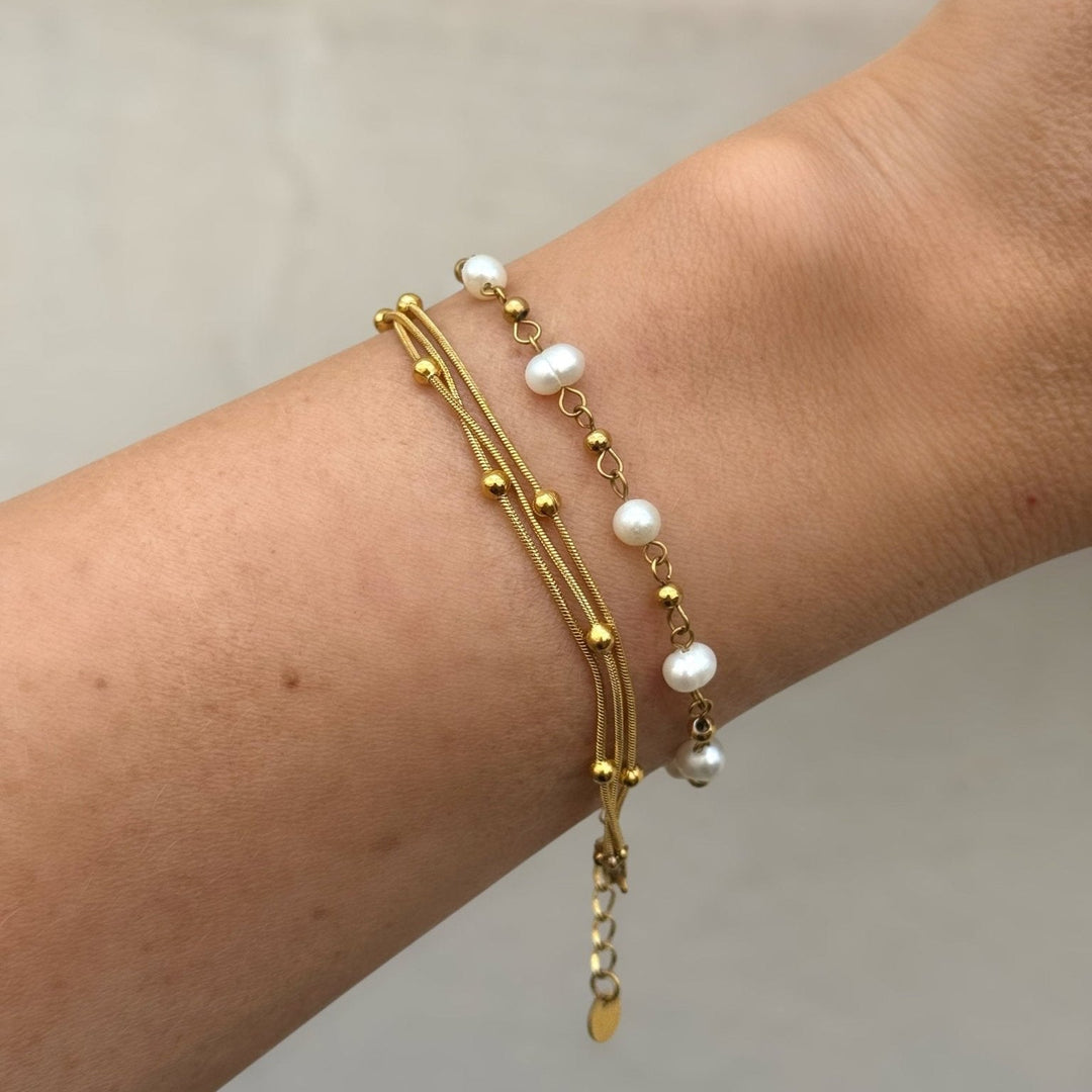 Mococo Gold Pearl Chain Bracelet - MococoMococoMOCEGB010Bracelets