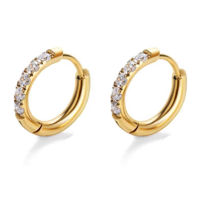 Mococo Gold Sparkling Mini Huggie Hoop Earrings - MococoMococoMOCEGE021Earrings