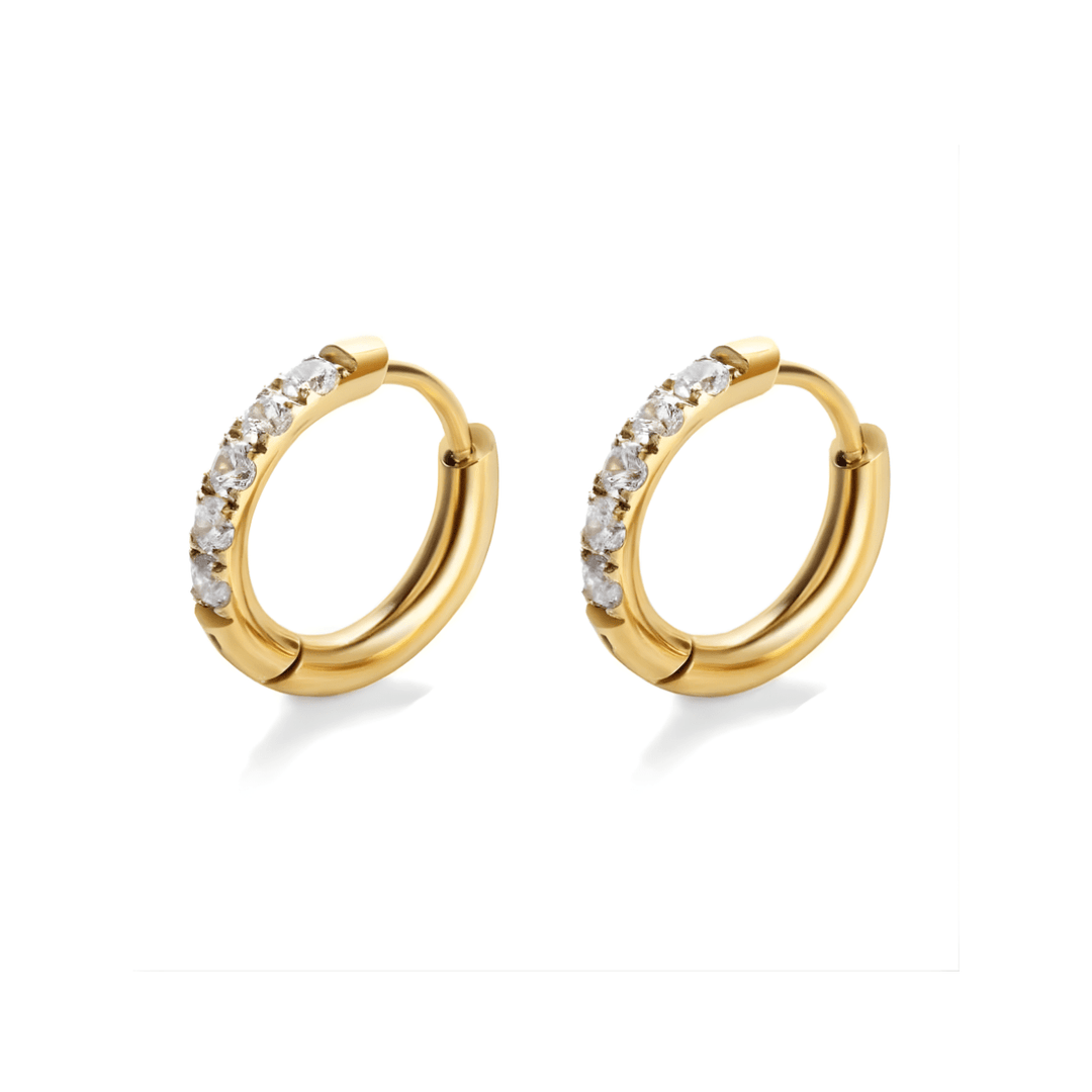 Mococo Gold Sparkling Mini Huggie Hoop Earrings - MococoMococoMOCEGE021Earrings