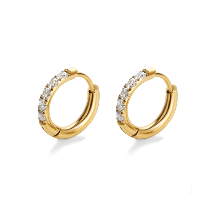 Mococo Gold Sparkling Mini Huggie Hoop Earrings - MococoMococoMOCEGE021Earrings