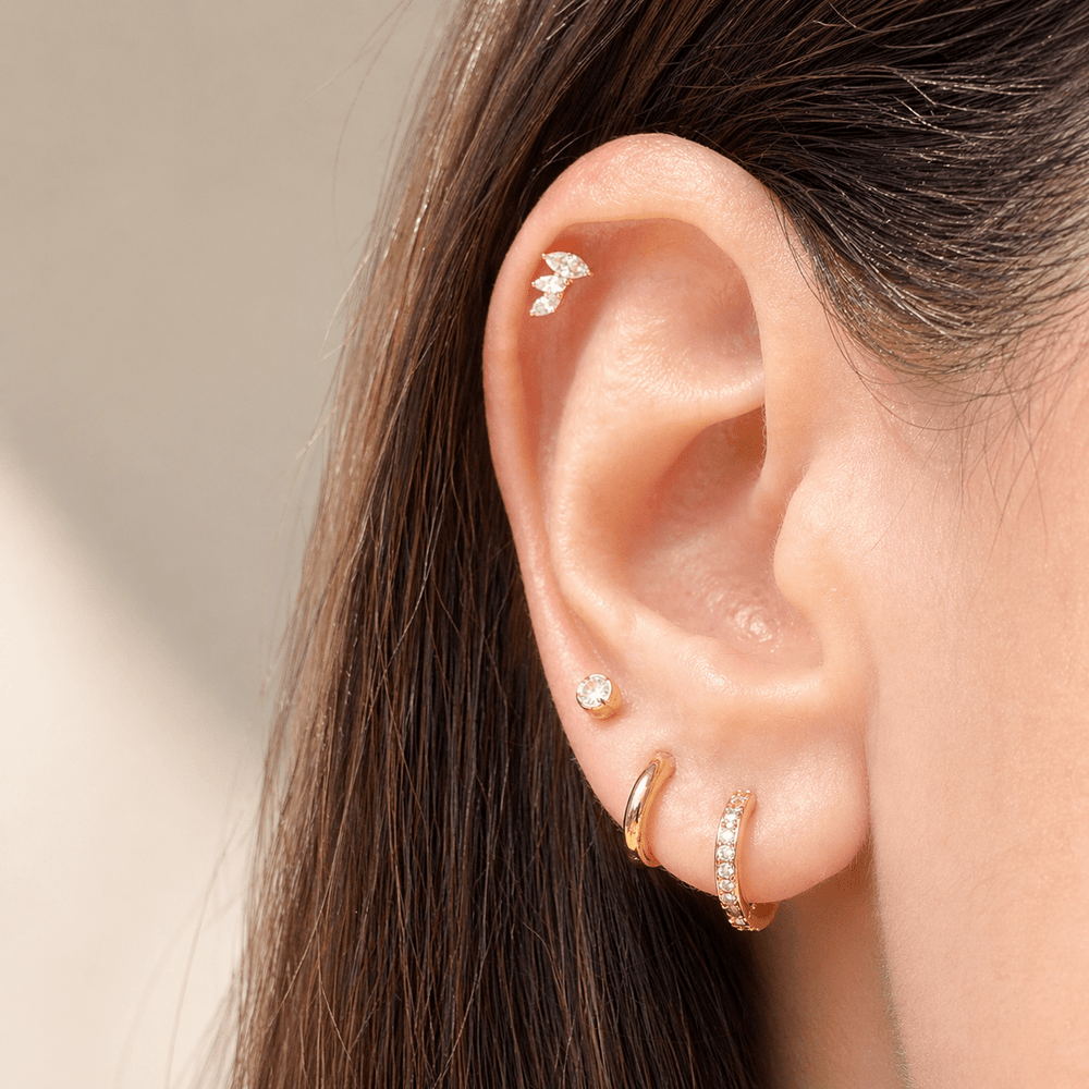 Mococo Gold Titanium Labret Triple Burst Flat Back Single Earring - MococoMococoMOCLABG04Earrings