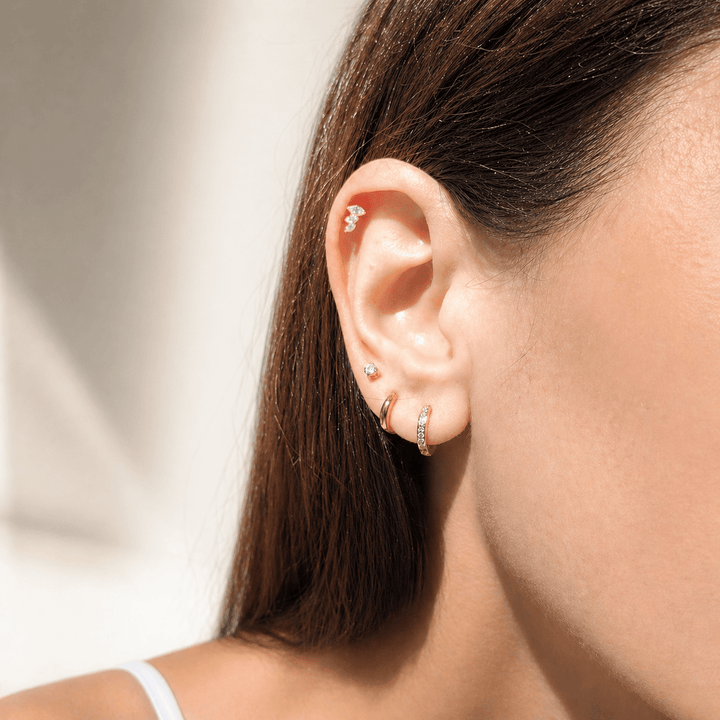Mococo Gold Titanium Labret Triple Burst Flat Back Single Earring - MococoMococoMOCLABG04Earrings