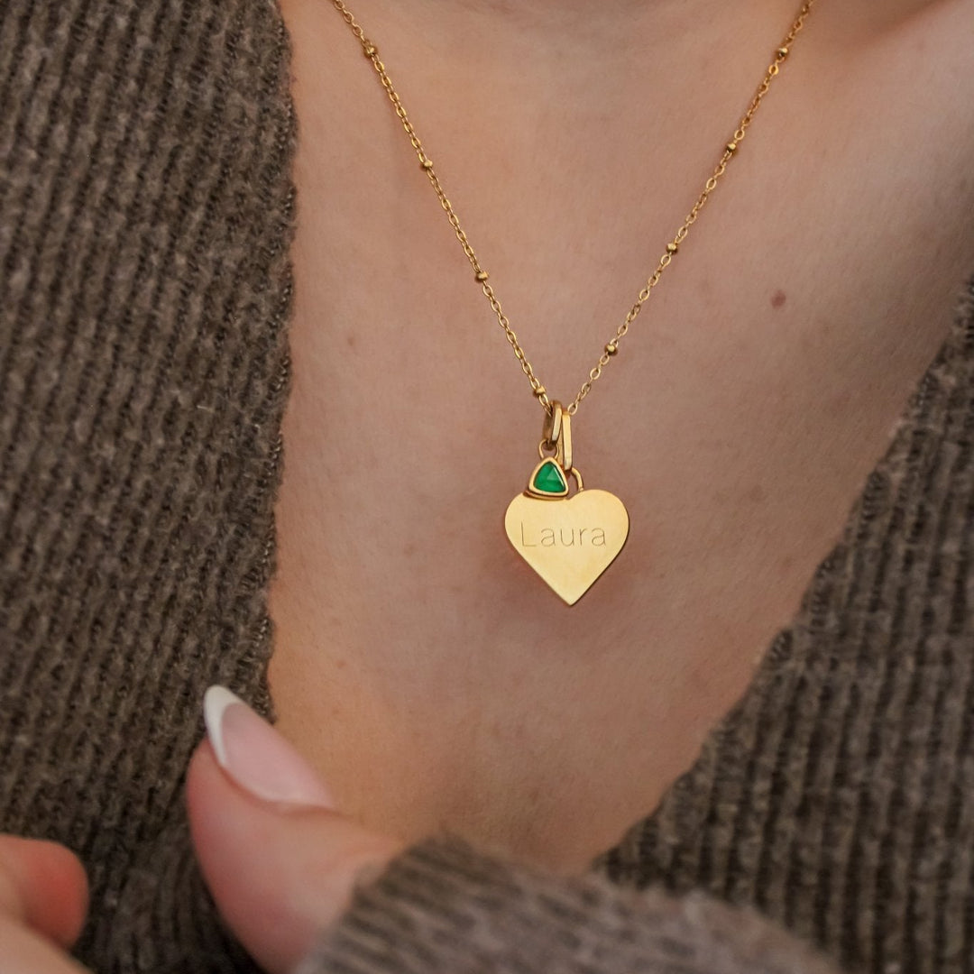 Mococo Personalised Gold Charm & Birthstone Necklace - MococoMococo