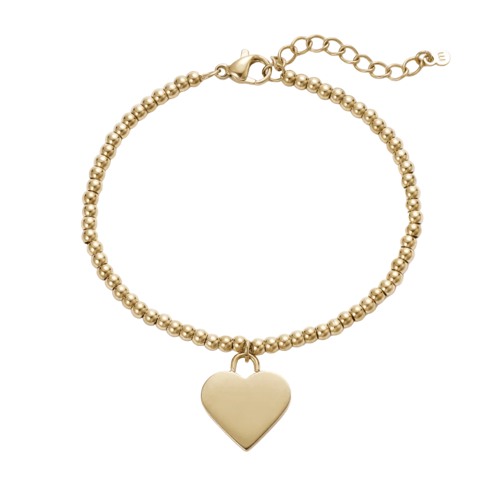 Mococo Personalised Gold Heart Beaded Bracelet - MococoMococoMOCPGEC004