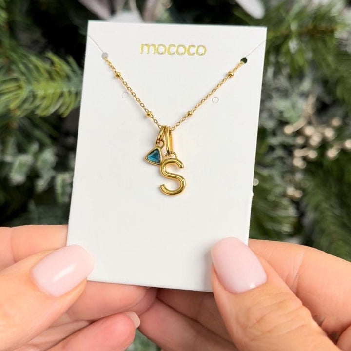Mococo Personalised Initial and Birthstone Necklace - MococoMococoMOCPG - 1Necklaces
