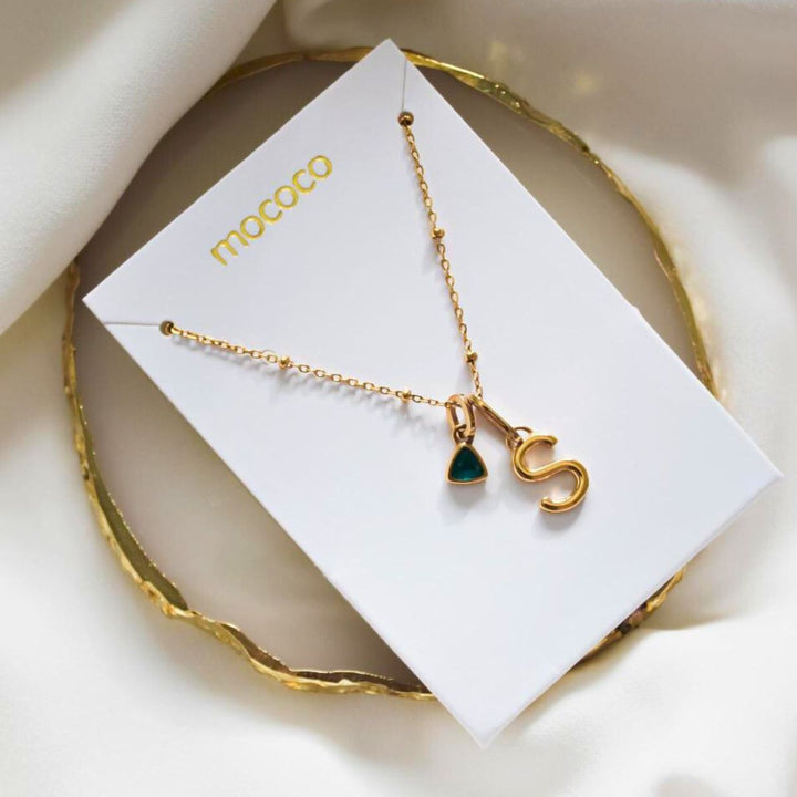 Mococo Personalised Initial and Birthstone Necklace - MococoMococoMOCPG - 1Necklaces