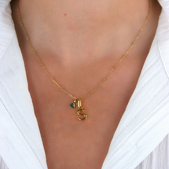 Mococo Personalised Initial and Birthstone Necklace - MococoMococoMOCPG - 1Necklaces