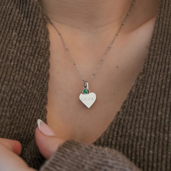 Mococo Personalised Silver Charm & Birthstone Necklace - MococoMococoMOCPSCB-1Necklace