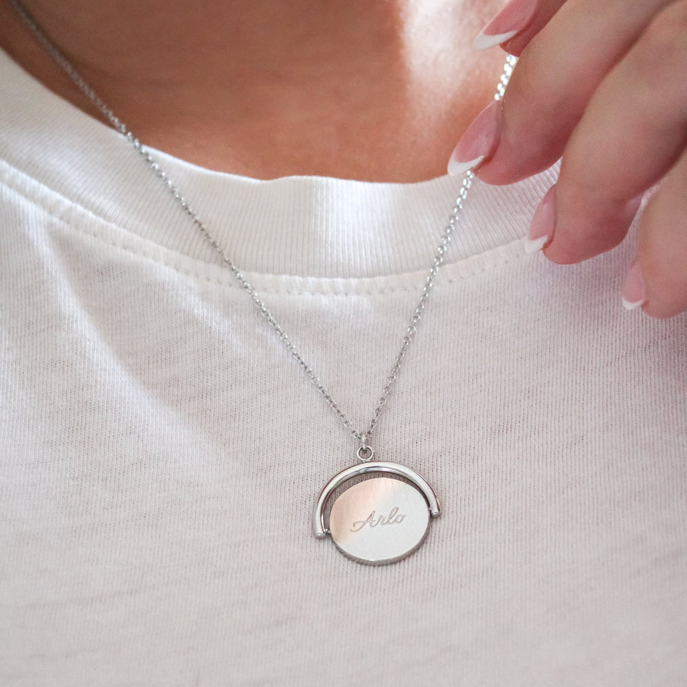 Mococo Personalised Silver Engravable Spinner Necklace - MococoMococoMOCPSE004Necklaces