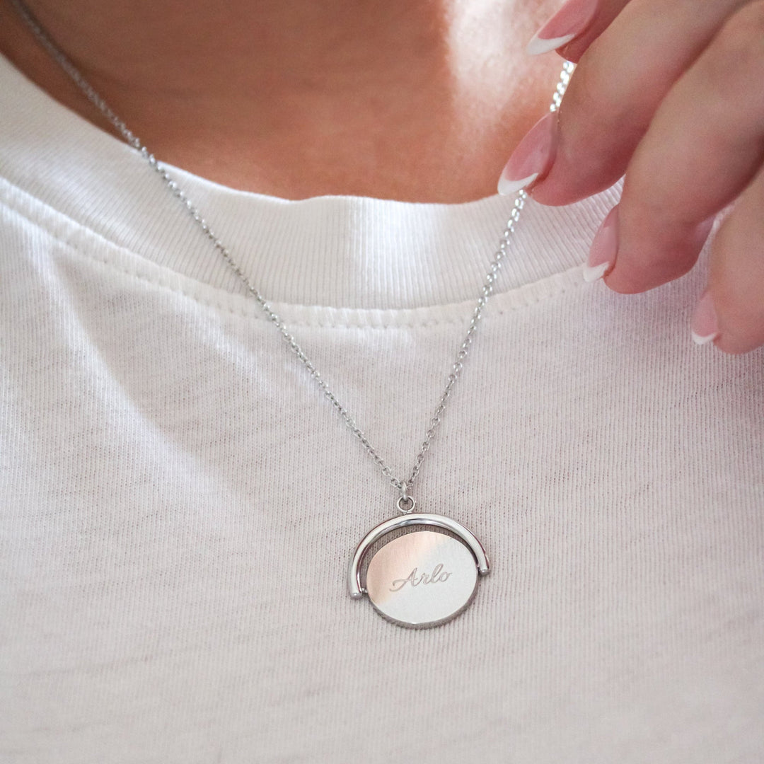 Mococo Personalised Silver Engravable Spinner Necklace - MococoMococoMOCPSE004Necklaces