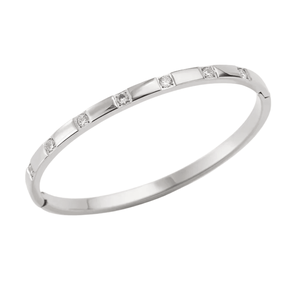 Mococo Silver CZ Stud Bangle - MococoMococoMOCESBAN03Bracelets