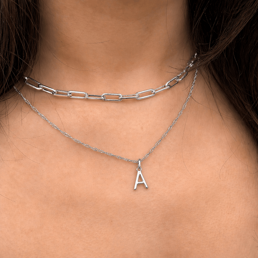 Mococo Silver Initial Necklace - MococoMococoMOCSIL/INecklaces
