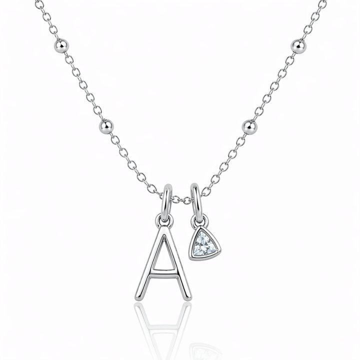 Mococo Silver Initial Necklace - MococoMococoMOCSIL/INecklaces