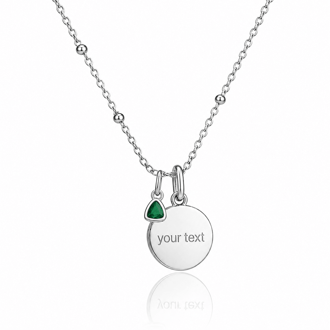 Mococo Silver Personalised Birthstone & Heart Charm Necklace - MococoMococoMOCSILVERHCHARM/BNecklaces