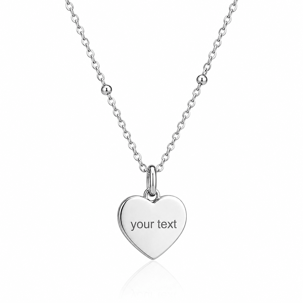Mococo Silver Personalised Heart Charm Necklace - MococoMococoMOCSILCCHARMNecklaces