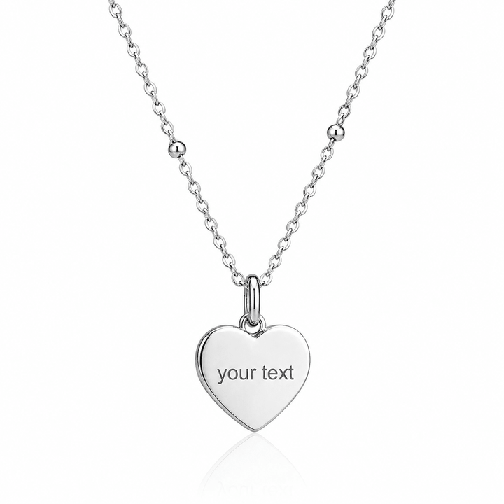 Mococo Silver Personalised Heart Charm Necklace - MococoMococoMOCSILCCHARMNecklaces