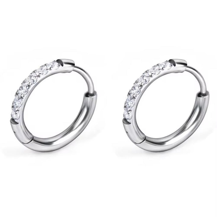 Mococo Silver Sparkling Mini Huggie Hoop Earrings - MococoMococoMOCESE021Earrings