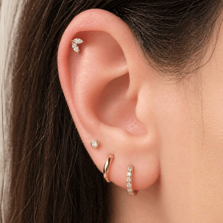 Mococo Silver Titanium Labret Petal Duo Flat Back Single Earring - MococoMococoMOCLABS07Earrings