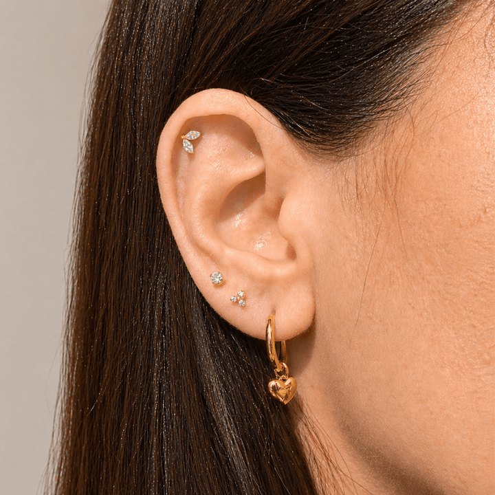 Mococo Silver Titanium Labret Petal Duo Flat Back Single Earring - MococoMococoMOCLABS07Earrings
