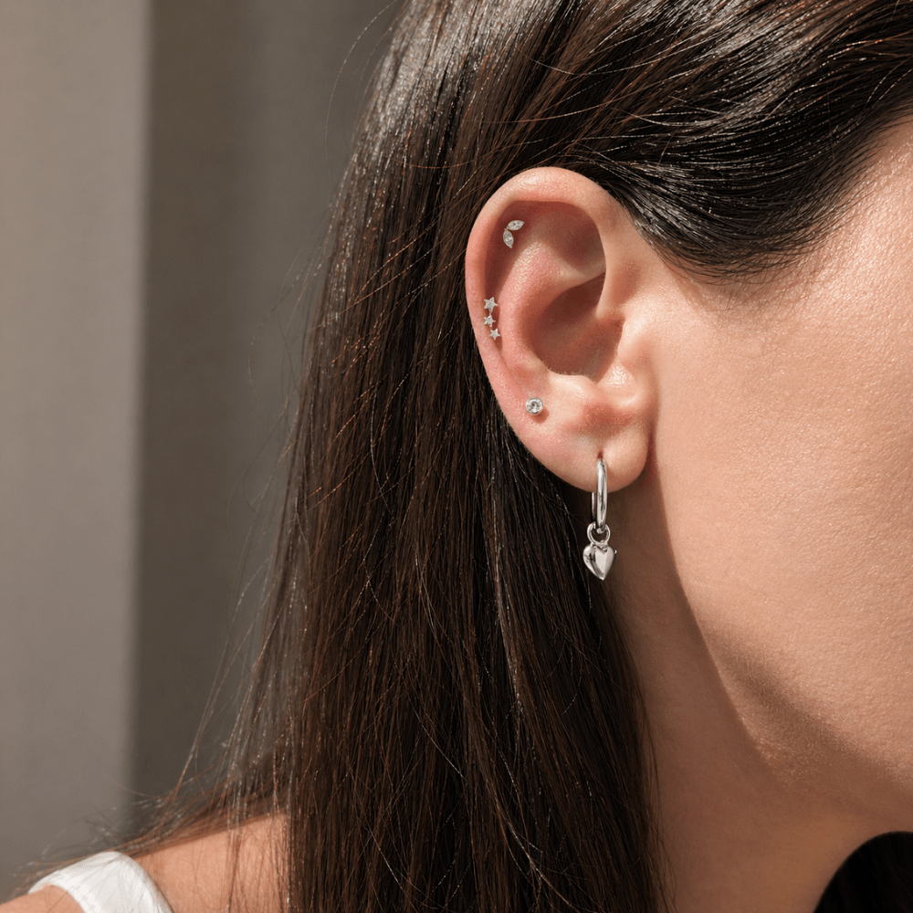 Mococo Silver Titanium Labret Triple-Star Flat Back Single Earring - MococoMococoMOCLABS05Earrings