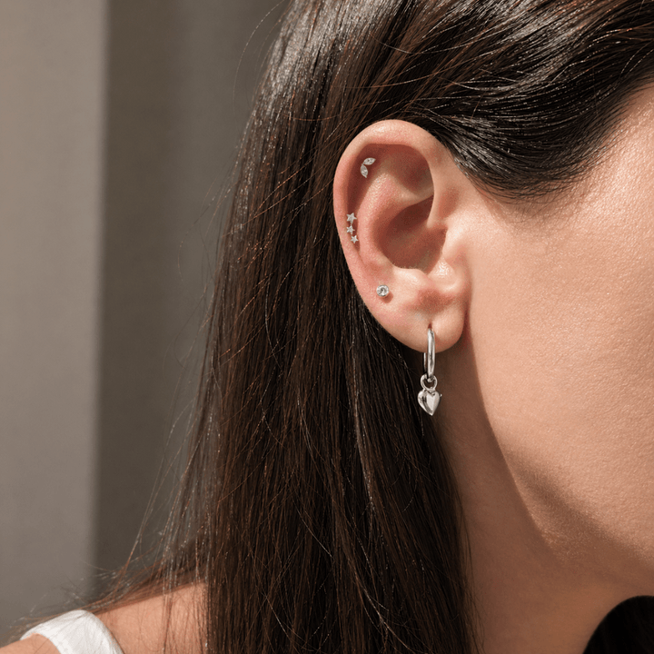 Mococo Silver Titanium Labret Triple-Star Flat Back Single Earring - MococoMococoMOCLABS05Earrings